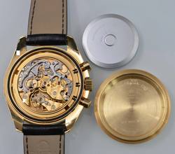 Thumbnail von Omega Speedmaster Professional Moonwatch 27 CHRO C12 Anniversary yellow gold 18KT 1994's Full Set