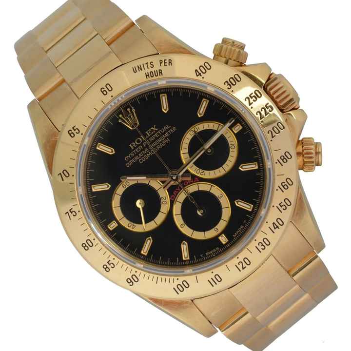  Rolex Daytona 16528 black 4Lines dial yellow gold 18KT Full Set TOP Condition 1989’s </h1> 