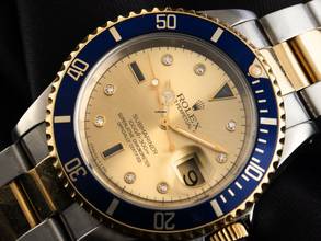 Thumbnail von Rolex Submariner Date Sultan Diamanten Ref.16613 1993 Box&Beschreibung sehr gut Vintage </h1>