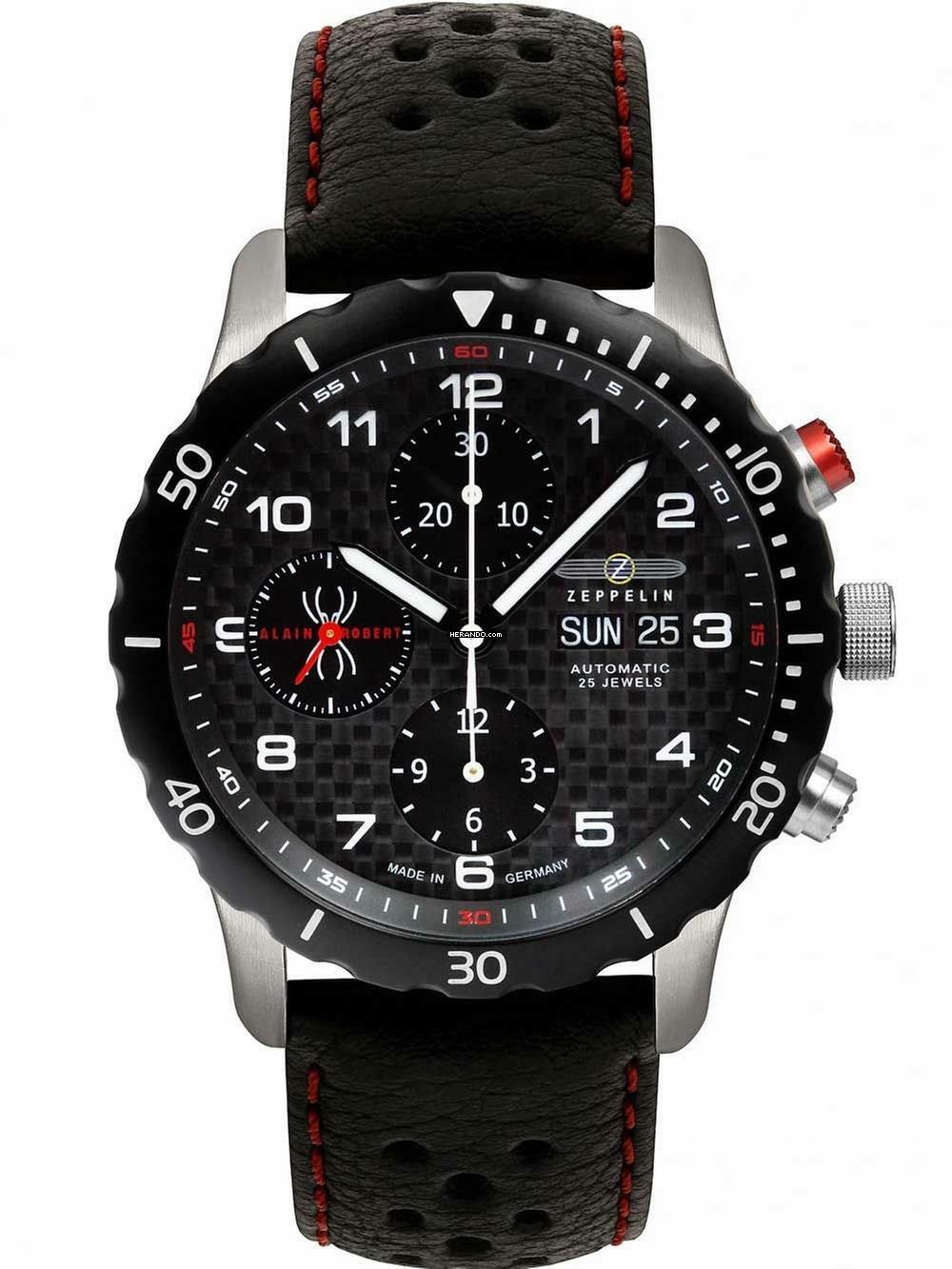 Zeppelin 7216-2 Night Cruise Automatik Chronograph Herrenuhr 42mm 10ATM