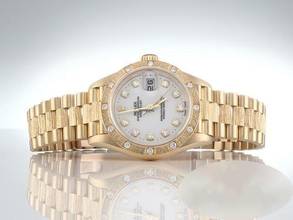 Thumbnail von Rolex Lady-Datejust 26mm Gelbgold 750 2000 Diamanten Automatik 18kt Yellow Gold Damen President-band Chronometer Oyster White Dial </h1>