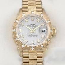 Thumbnail von Rolex Lady-Datejust 26mm Gelbgold 750 2000 Diamanten Automatik 18kt Yellow Gold Damen President-band Chronometer Oyster White Dial </h1>