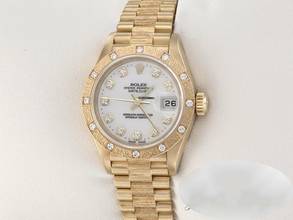 Thumbnail von Rolex Lady-Datejust 26mm Gelbgold 750 2000 Diamanten Automatik 18kt Yellow Gold Damen President-band Chronometer Oyster White Dial </h1>