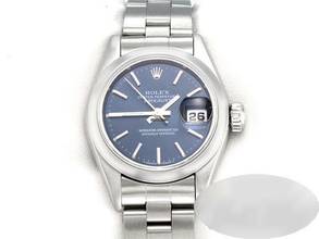Thumbnail von Rolex Oyster Perpetual Lady Date Datejust 26mm Edelstahl Automatik Damen Stahl Damenuhr Stainless Steel Oyster-band Chronometer Blue Dial </h1>