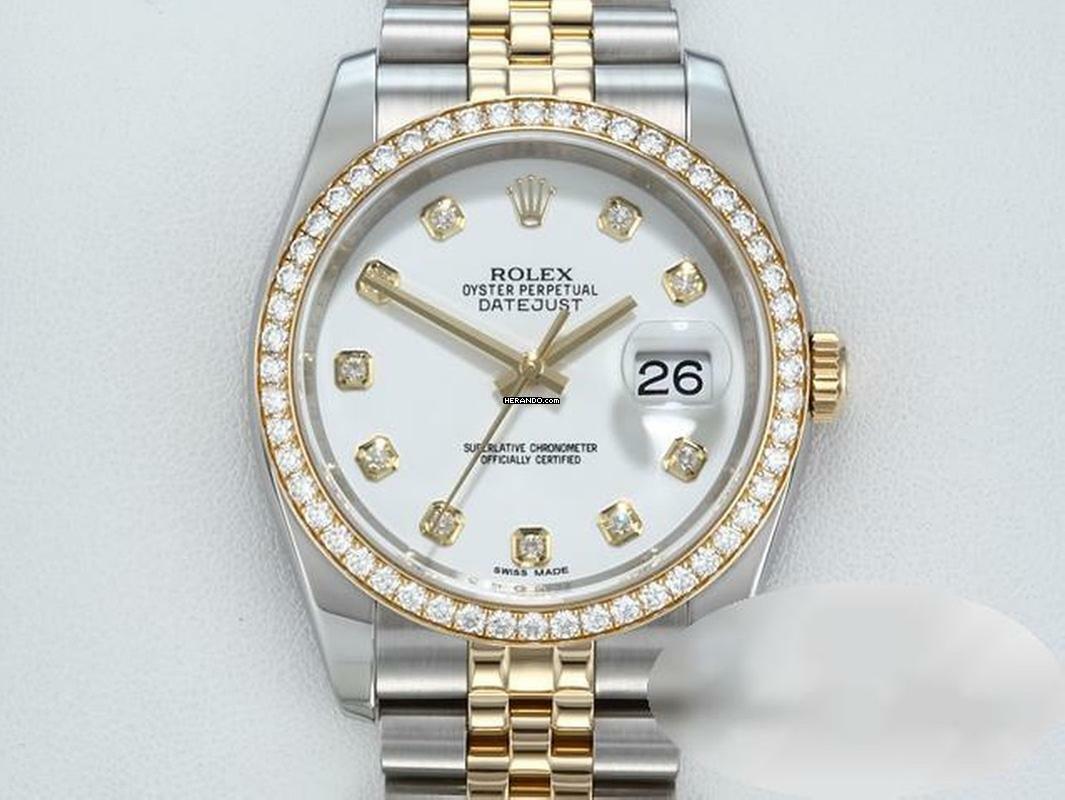 Rolex Datejust 36 36mm 116243 2011 Stahl Gelbgold 750 Diamanten Automatik Stainless Steel 18kt Yellow Gold Jubilé-band Chronometer Oyster White Dial