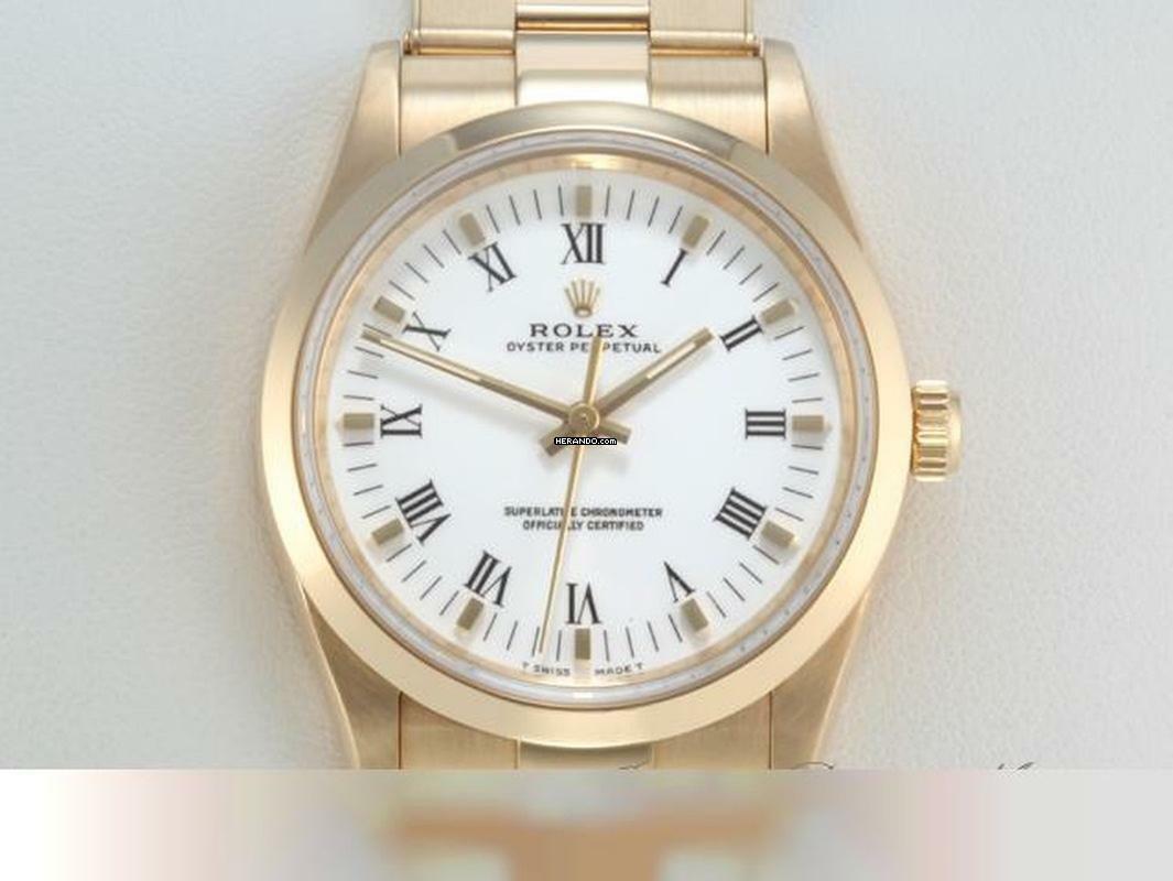 Rolex Oyster Perpetual 34 34mm 14208 1999 Lc100 Gelbgold 750 Automatik 18kt Yellow Gold Oyster-band Chronometer White Dial </h1>