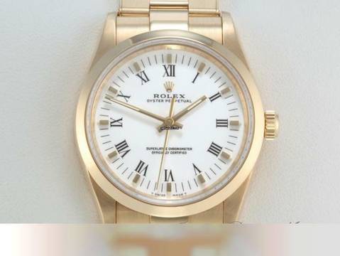  Rolex Oyster Perpetual 34 34mm 14208 1999 Lc100 Gelbgold 750 Automatik 18kt Yellow Gold Oyster-band Chronometer White Dial </h1> 