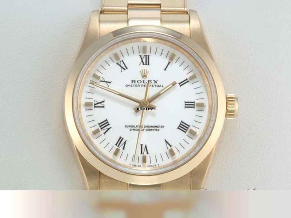  Rolex Oyster Perpetual 34 34mm 14208 1999 Lc100 Gelbgold 750 Automatik 18kt Yellow Gold Oyster-band Chronometer White Dial </h1> 