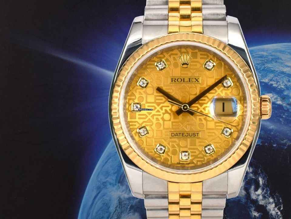  Rolex Datejust 36 116233 Gold Jubilee Dial With Big Diamonds - Full Set 36mm  