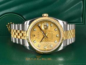 Thumbnail von Rolex Datejust 36 116233 Gold Jubilee Dial With Big Diamonds - Full Set 36mm