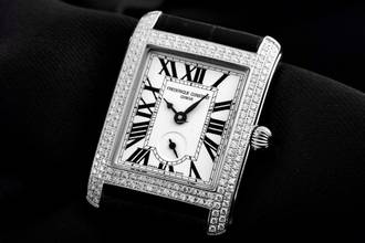Thumbnail von Frederique Constant Classics Carree Small Seconds Diamanten Stahl Quarz Armband Krokoleder 36 x 25mm Ref.FC-235S2CD6 Box&Pap. Full Set Neu