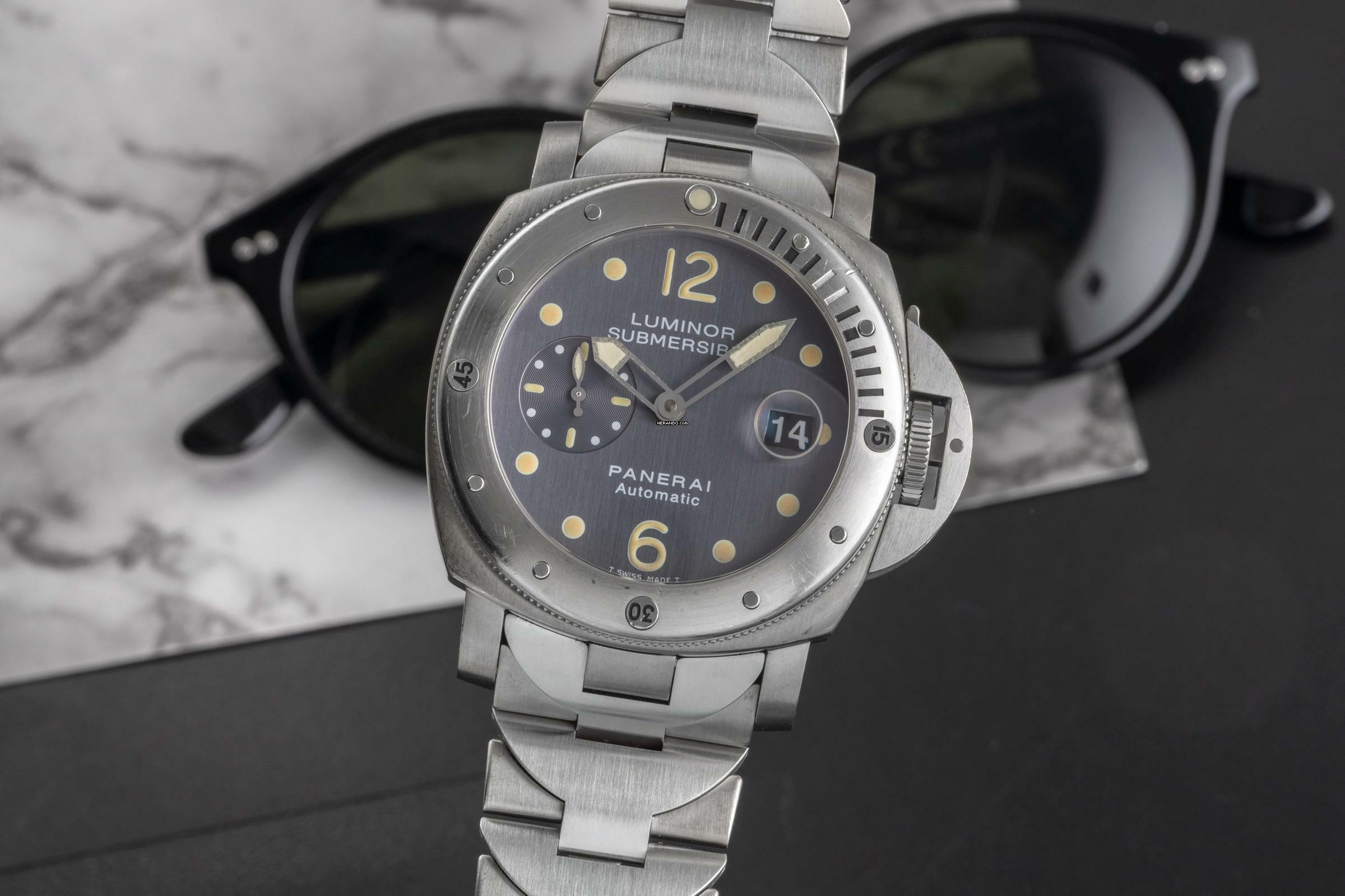 Panerai Submersible Stahl / Titan Automatik Herrenuhr Ref. PAM00106 B&P 2003