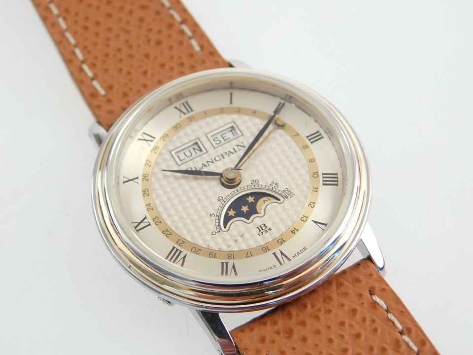  Blancpain Villeret Handaufzug Triple Calendar Mondphase Stahl - Goldlünette 34 mm TOP Zustand seltene Herrenuhr </h1> 