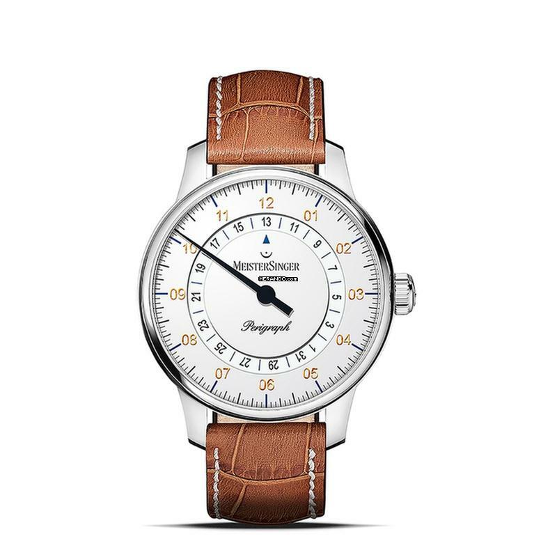 Meistersinger Perigraph Einzeiger Herrenuhr 38 mm Automatik â Weiss BM1101G 