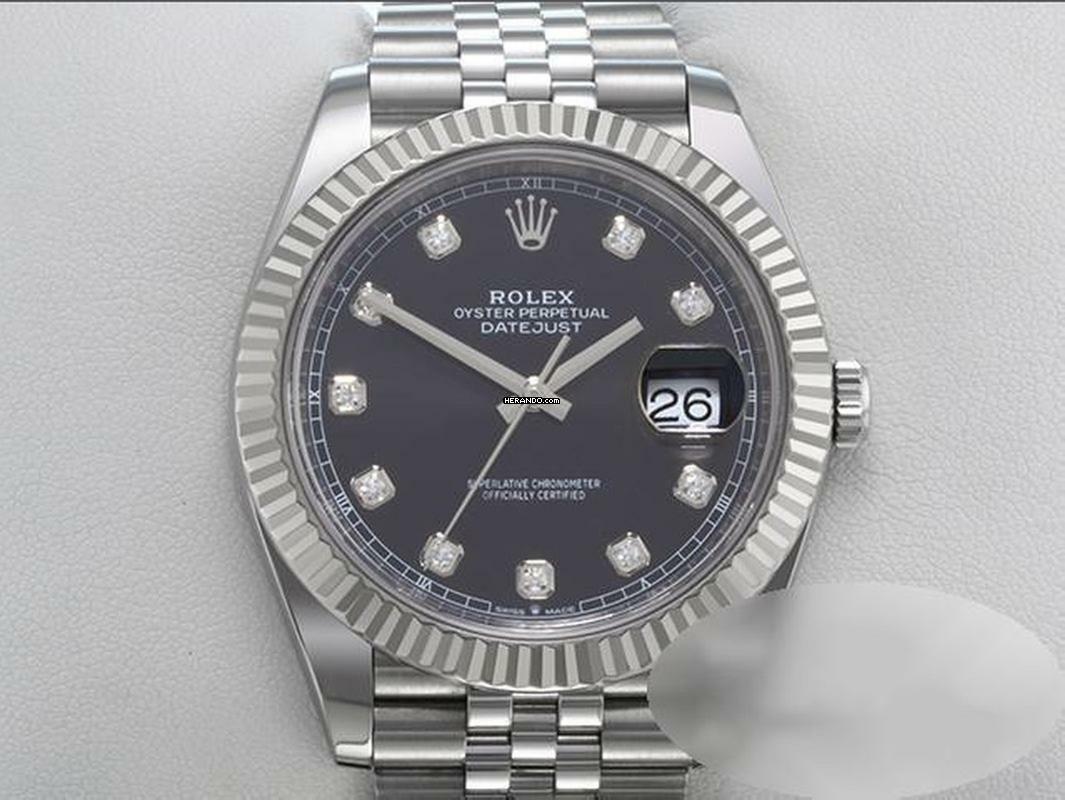 Rolex Datejust 41 41mm 126334 2021 Stahl Weißgold Diamanten Automatik Stahl Stainless Steel 18kt White Gold Jubilé-band Chronometer Oyster Black Dial