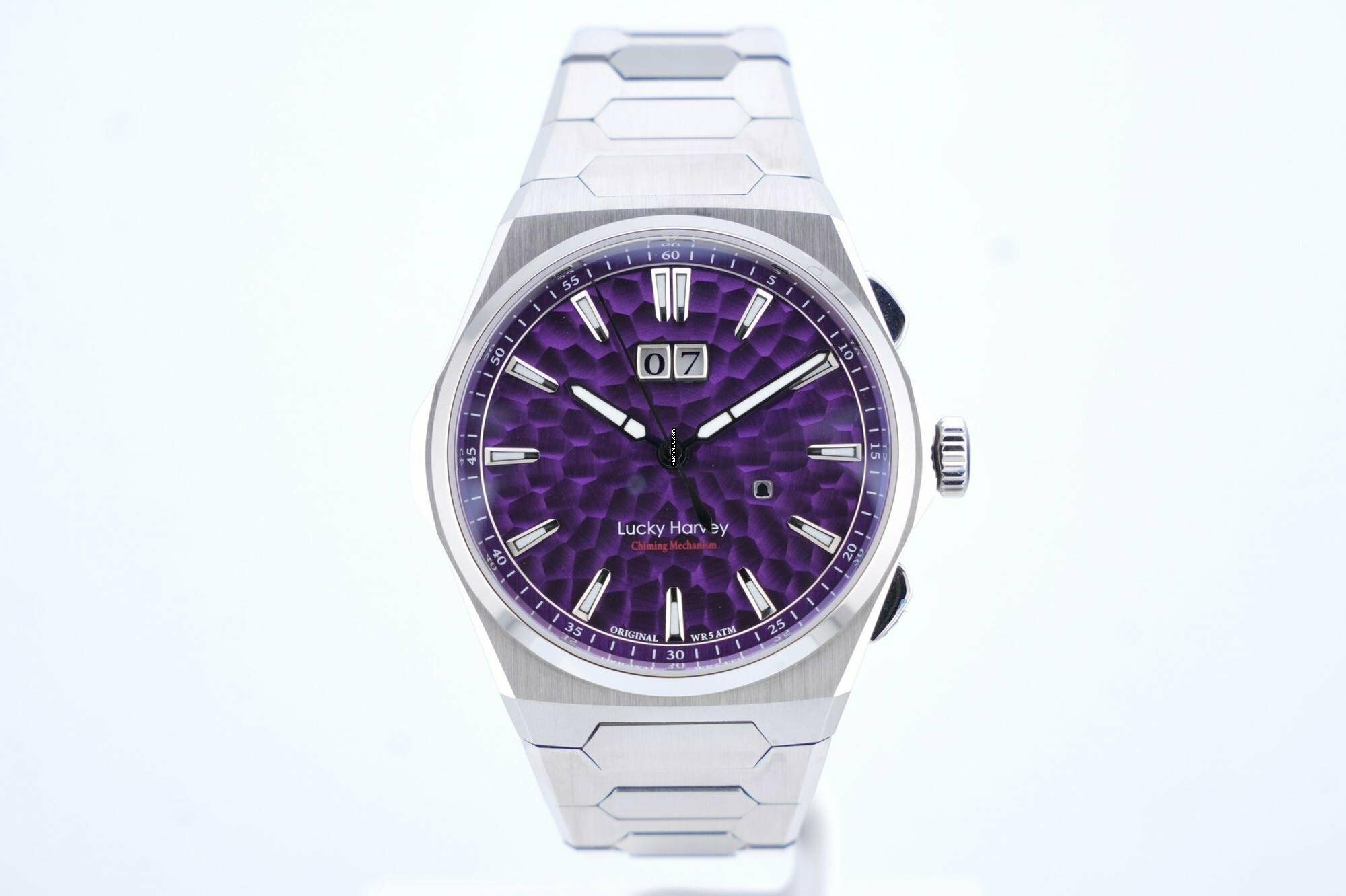  Lucky Harvey Hammer Patern Chiming - Purple Dial - Chiming Hour - Unworn - Box+Papers Chime 2025 