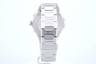 Thumbnail von Lucky Harvey Hammer Patern Klokkenspel - Paarse wijzerplaat - Klinkende uren - Ongedragen - Doos + Documenten Klok 2025