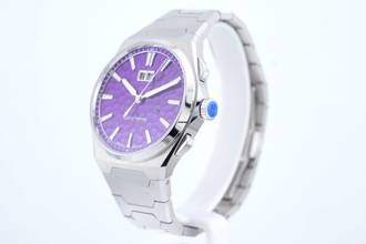 Thumbnail von Lucky Harvey Hammer Patern Klokkenspel - Paarse wijzerplaat - Klinkende uren - Ongedragen - Doos + Documenten Klok 2025