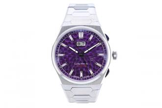 Thumbnail von Lucky Harvey Hammer Patern Klokkenspel - Paarse wijzerplaat - Klinkende uren - Ongedragen - Doos + Documenten Klok 2025