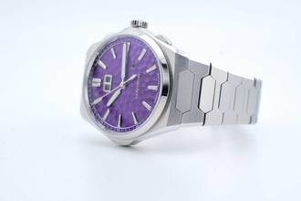 Thumbnail von Lucky Harvey Hammer Patern Klokkenspel - Paarse wijzerplaat - Klinkende uren - Ongedragen - Doos + Documenten Klok 2025