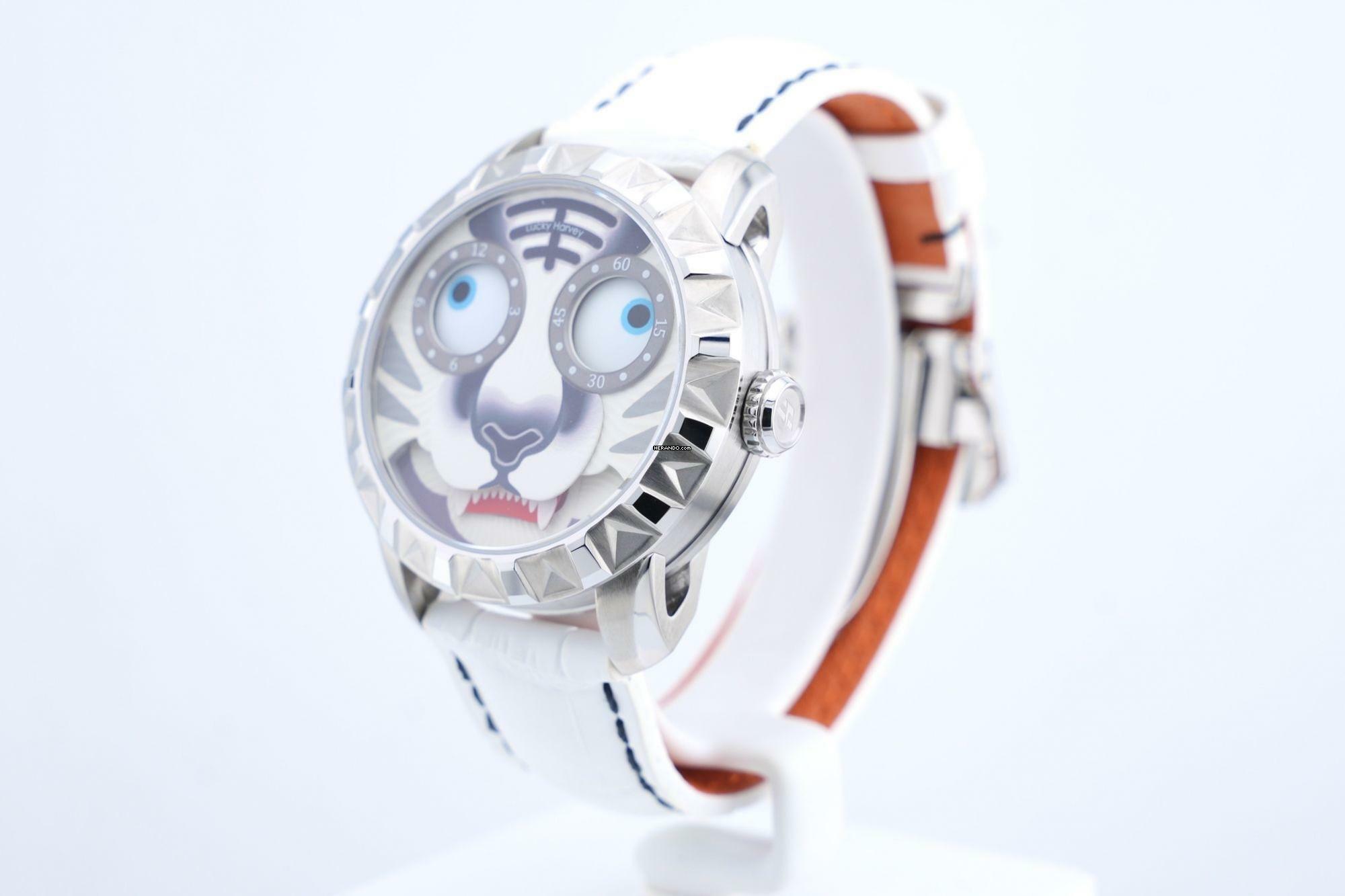 Lucky Harvey White Tiger Moving Eyes - Lumed Dial - Unworn - Box+Papers - Limited To 2022 Pcs Tiger 2025