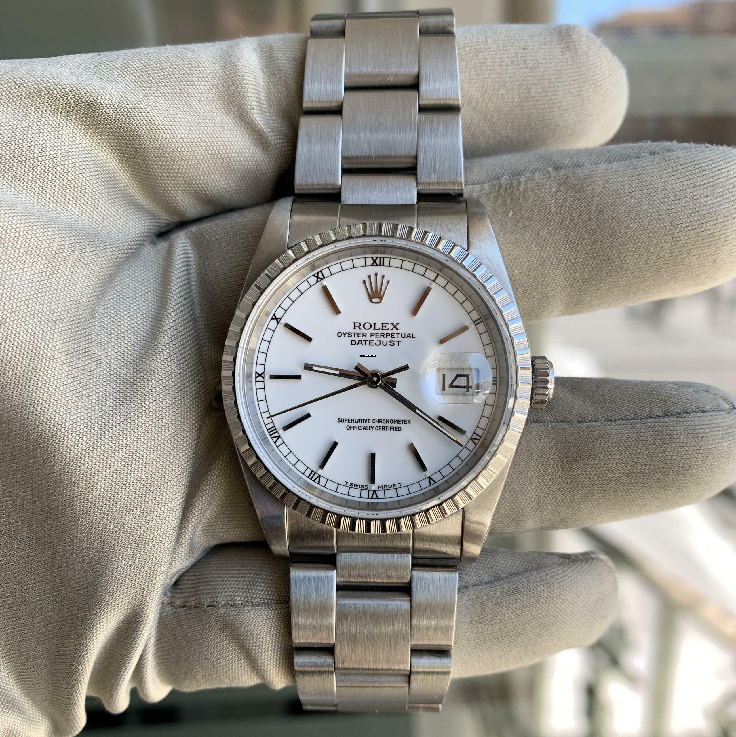 Thumbnail von Rolex Datejust 36 16220 white dial Full Set 1989 </h1>