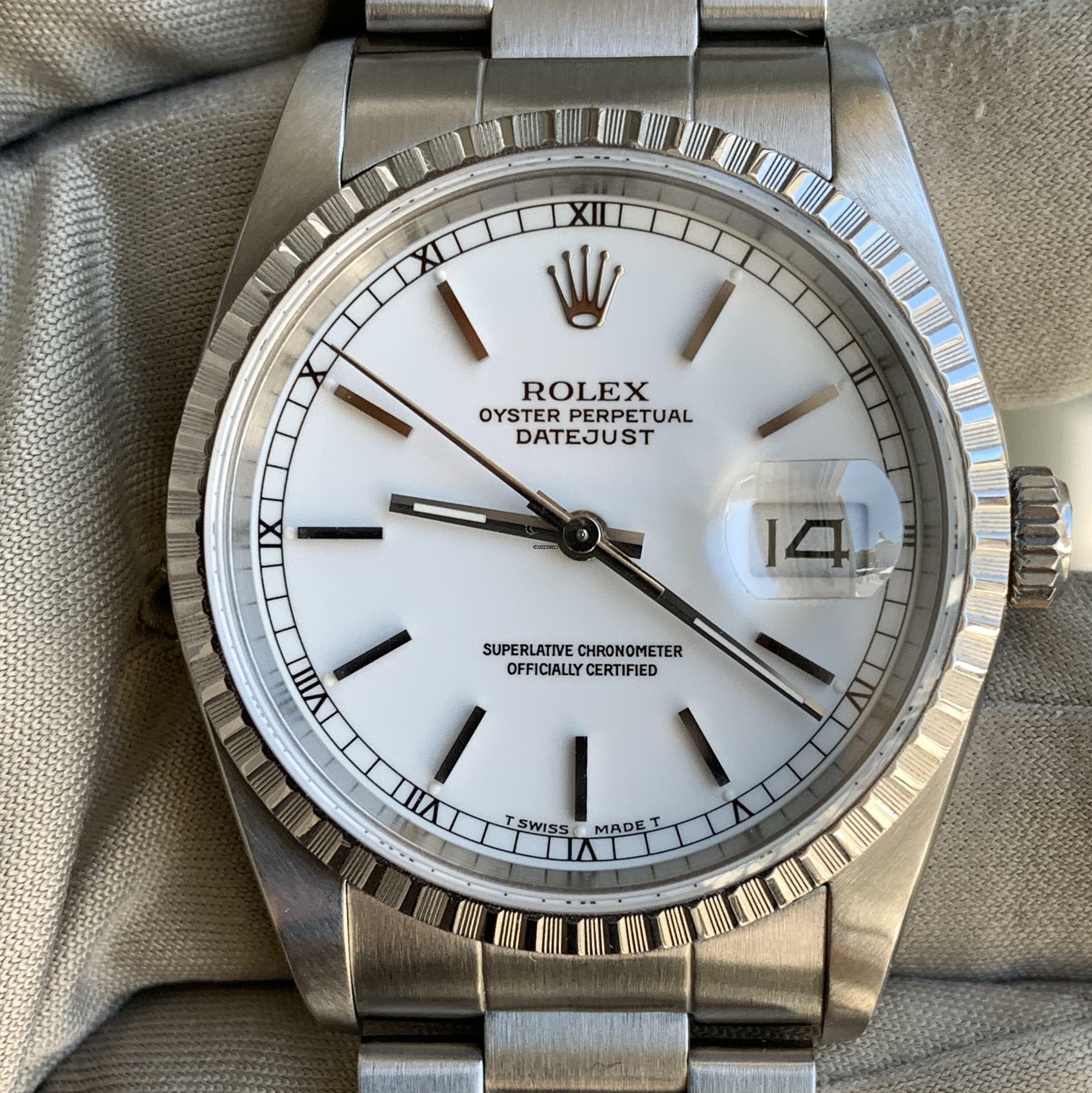 Thumbnail von Rolex Datejust 36 16220 white dial Full Set 1989 </h1>