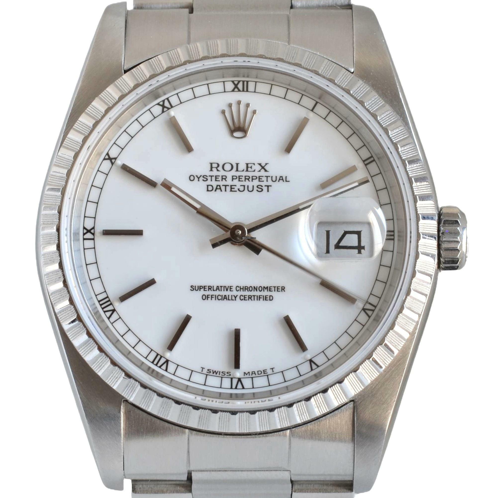 Thumbnail von Rolex Datejust 36 16220 white dial Full Set 1989 </h1>