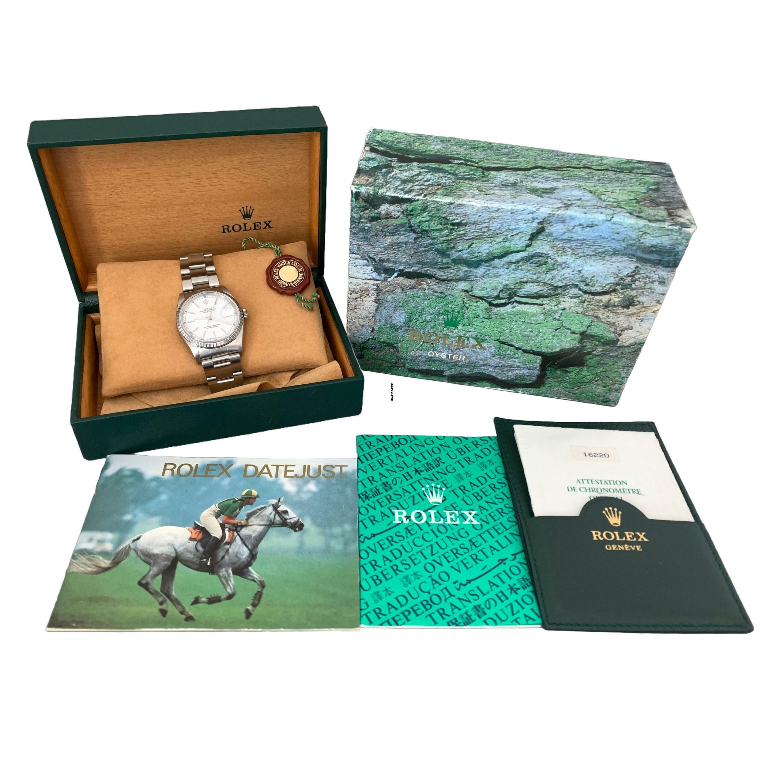 Thumbnail von Rolex Datejust 36 16220 white dial Full Set 1989 </h1>