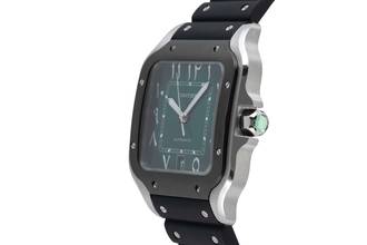 Thumbnail von Cartier Santos Green Arabic Stahl Automatik Herrenuhr Ref. WSSA0055 B&P 2024