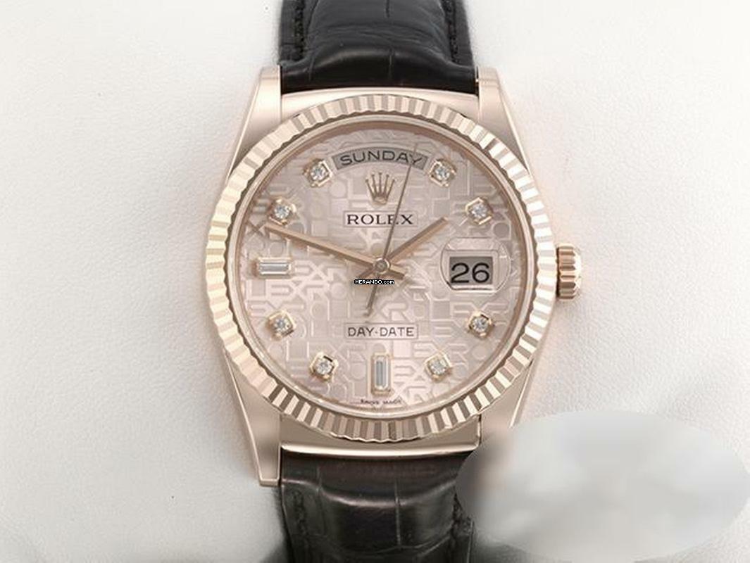 Rolex Day-Date 36 36mm 118135 2018 Rosegold 750 Diamanten Lederband Automatik 18kt Rose Gold Chronometer Oyster </h1>