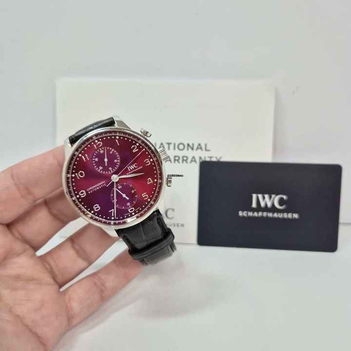  IWC Portugieser Chronograph Bourdeaux Dial 41mm Automático Completo 