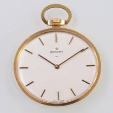 Thumbnail von Zenith Pocket watch oval shaped open face yellow gold 18KT Very Rare </h1>