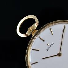 Thumbnail von Zenith Pocket watch oval shaped open face yellow gold 18KT Very Rare </h1>