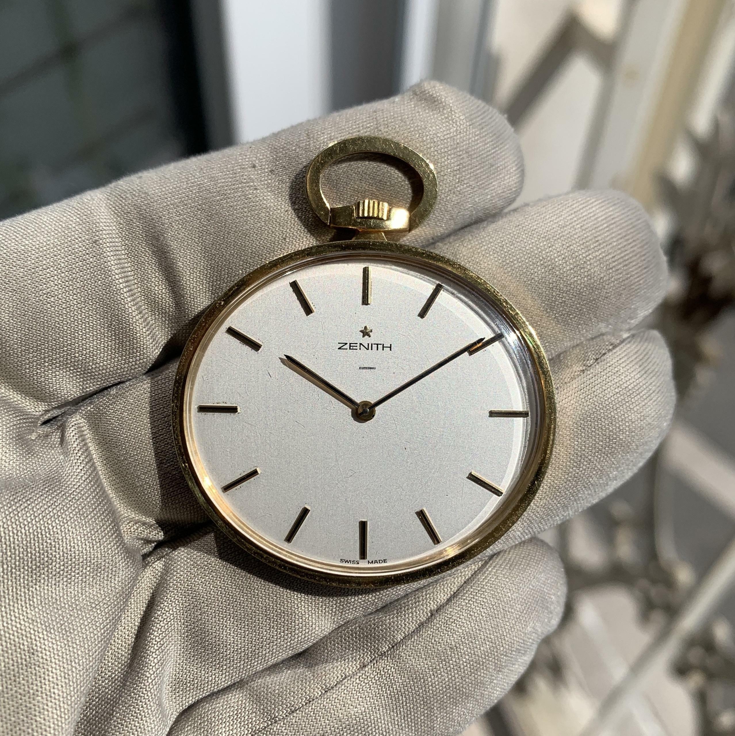 Thumbnail von Zenith Pocket watch oval shaped open face yellow gold 18KT Very Rare </h1>