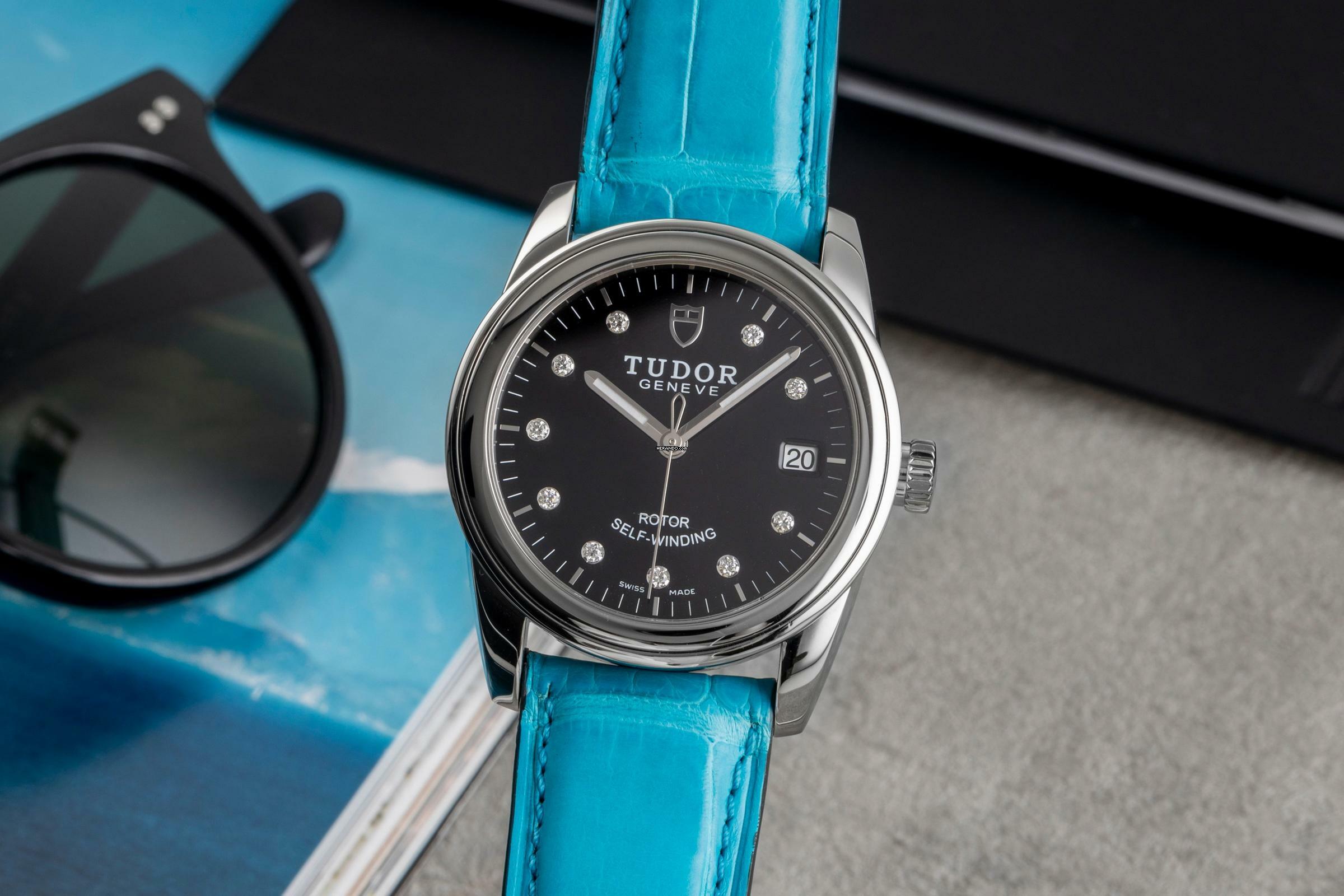 Tudor Glamour Date Edelstahl Diamonds Automatik Herrenuhr Ref. 55000