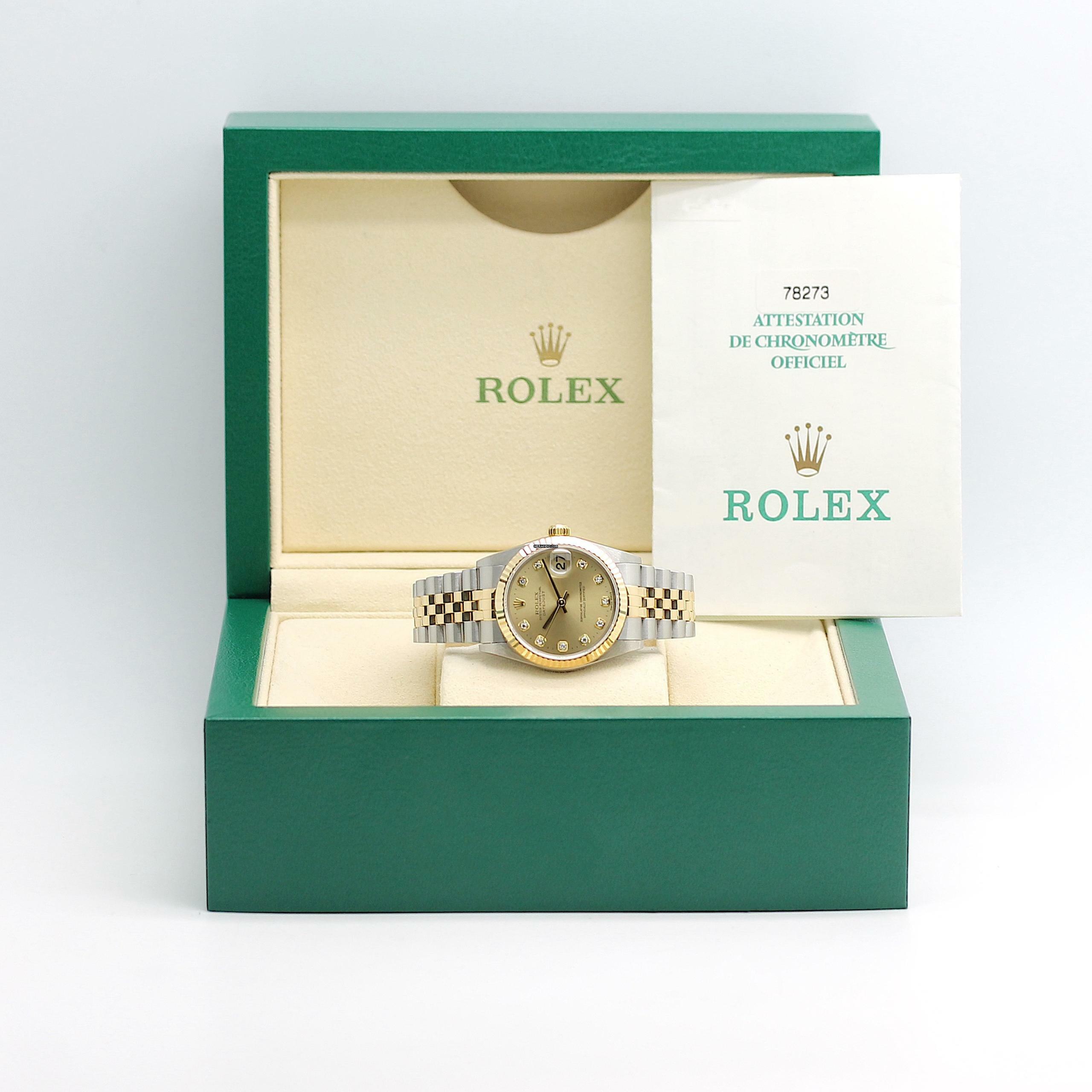  Rolex Datejust 31 Medium Stahl/Gold Ref : 78273 Box & Papiere von 2002 </h1> 