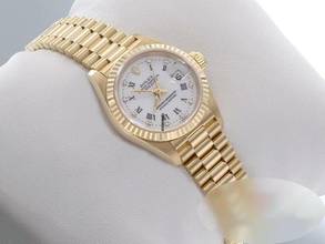 Thumbnail von Rolex Lady-Datejust Gelbgold 750 Diamanten Automatik 18kt Yellow Gold Damen President-band Chronometer Oyster White Dial </h1>