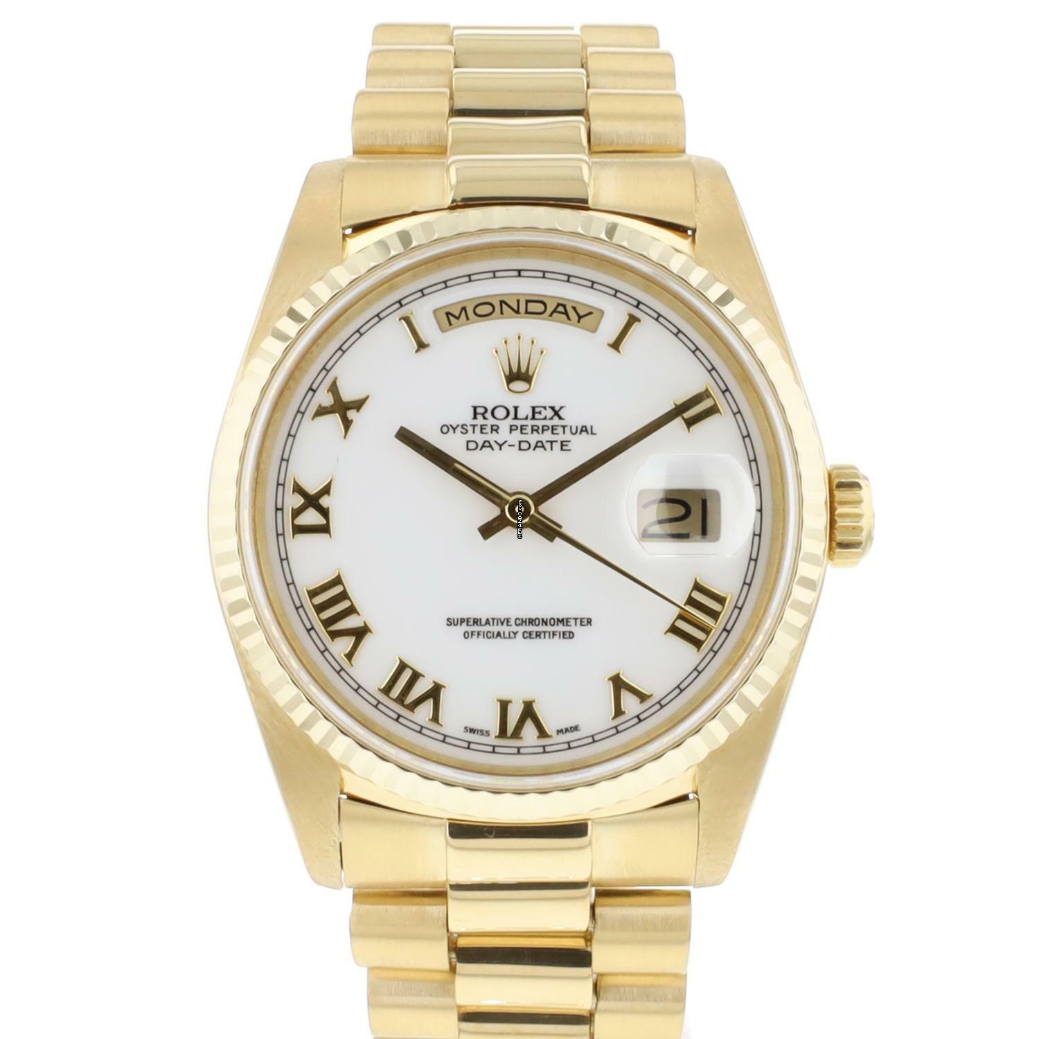  Rolex Day-Date 36 Yellow Gold White Roman Dial </h1> 