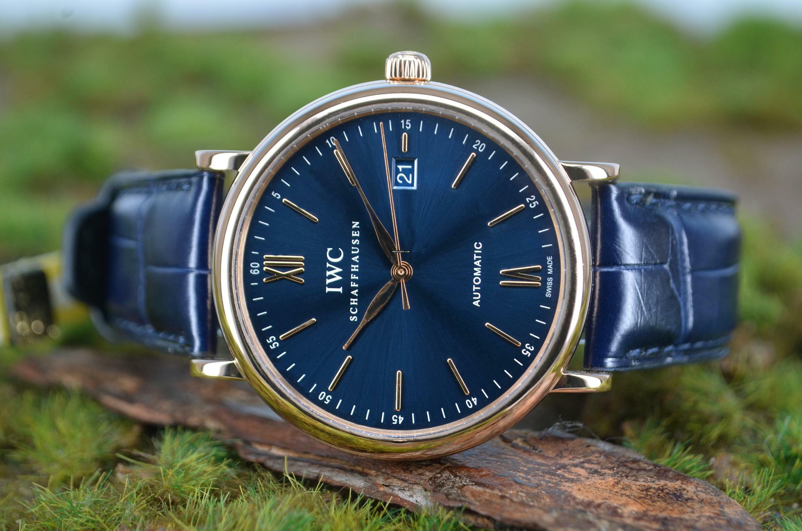 IWC Portofino Automatic 40 Automatic 18kt. Rosègold Blue Dial B&P IW356522 </h1>