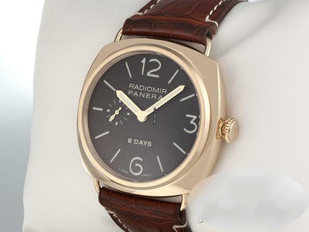 Panerai Radiomir 8 Days 45mm Pam00197 2005 Rosegold 750 Handaufzug 18kt Rose Gold Black Dial