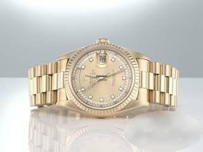 Thumbnail von Rolex Day-Date 36 36mm 18238 Gelbgold 750 Diamanten Automatik 18kt Yellow Gold President-band Chronometer Oyster </h1>