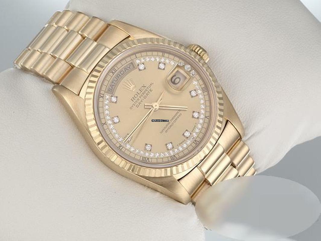 Rolex Day-Date 36 36mm 18238 Gelbgold 750 Diamanten Automatik 18kt Yellow Gold President-band Chronometer Oyster </h1>