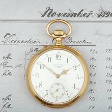 Thumbnail von A. Lange & Söhne Grosse Lange 1 18k Gold Qualität 1A Taschenuhr mit Zertifikat u. Etui 1890 Grosses kal. 45 Werk Gewicht 109g. </h1>