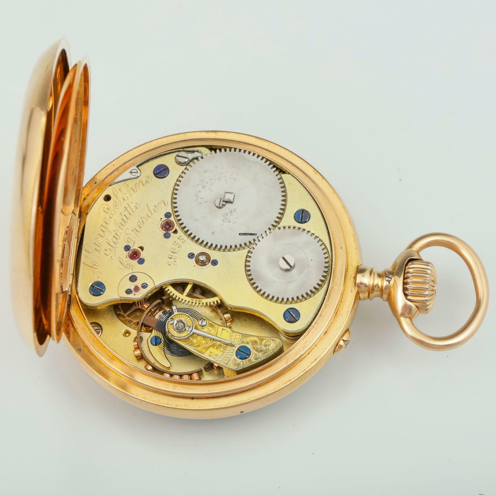 Thumbnail von A. Lange & Söhne Grosse Lange 1 18k Gold Qualität 1A Taschenuhr mit Zertifikat u. Etui 1890 Grosses kal. 45 Werk Gewicht 109g. </h1>