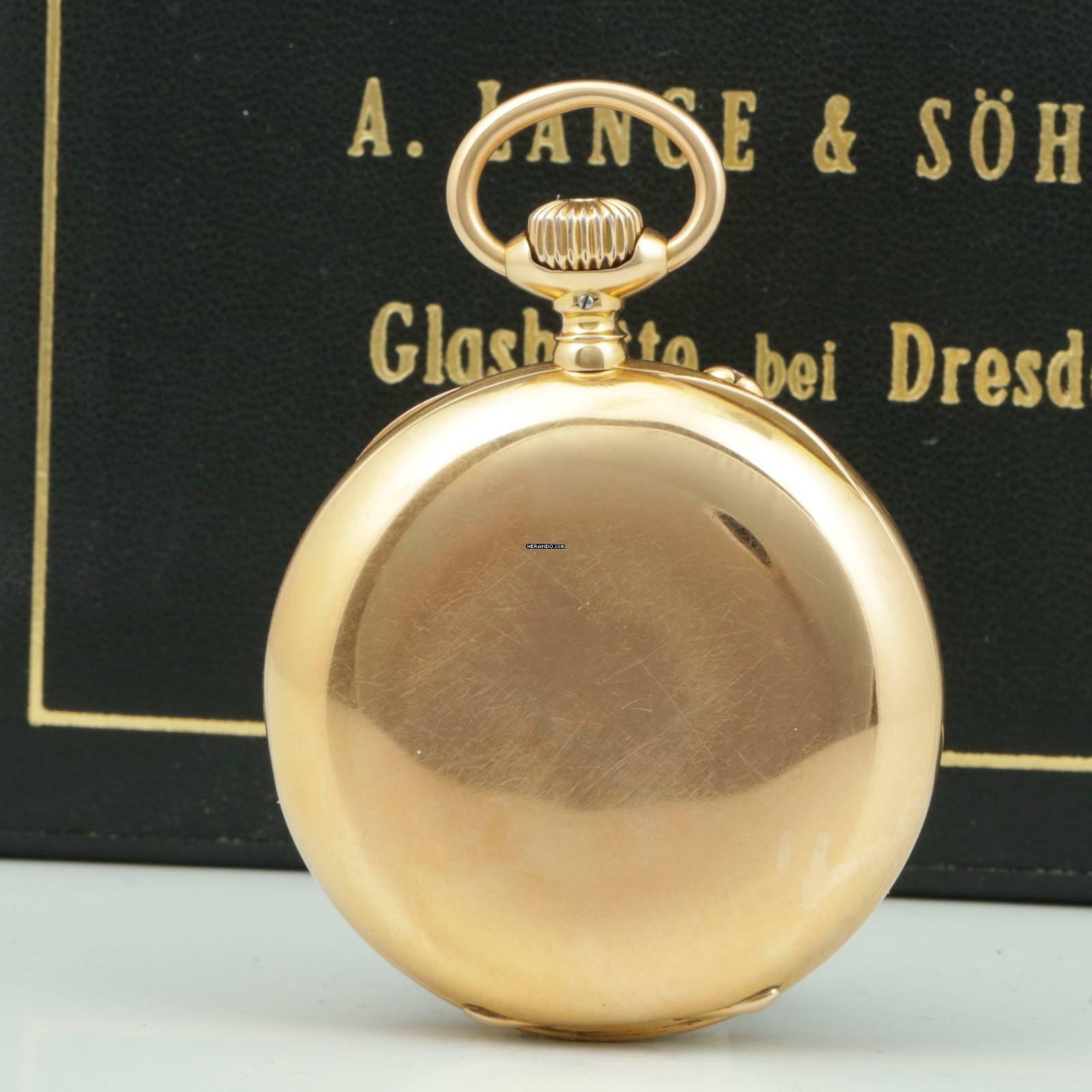 Thumbnail von A. Lange & Söhne Grosse Lange 1 18k Gold Qualität 1A Taschenuhr mit Zertifikat u. Etui 1890 Grosses kal. 45 Werk Gewicht 109g. </h1>