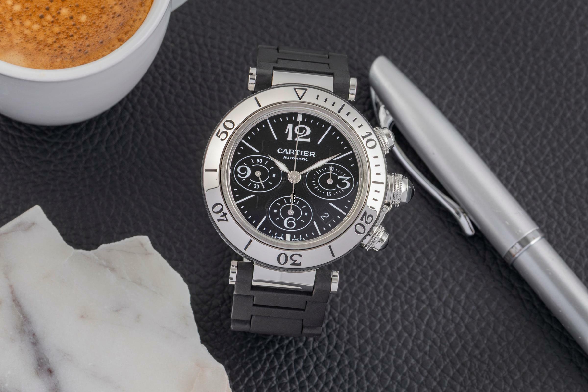 Cartier Pasha Seatimer Chronograph Datum Stahl Automatik Ref. W31088U2