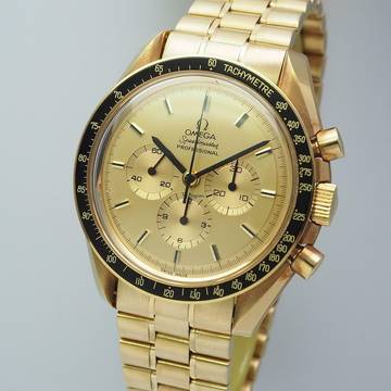  Omega Speedmaster Apollo XI 1969 345.0802 Limited Gold 18k/750 Box+Papiere Ultra Rare in top condition+Full Set 