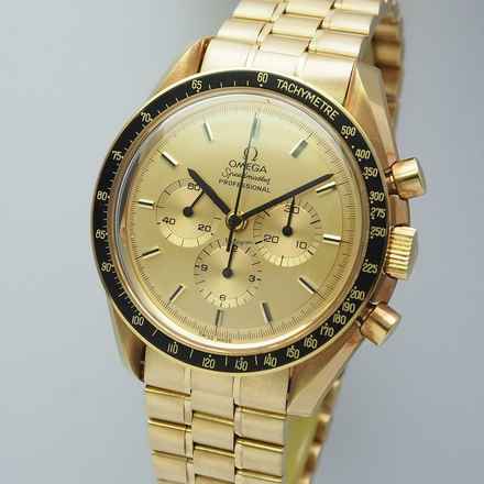  Omega Speedmaster Apollo XI 1969 345.0802 Limited Gold 18k/750 Box+Papiere Ultra Rare in top condition+Full Set 