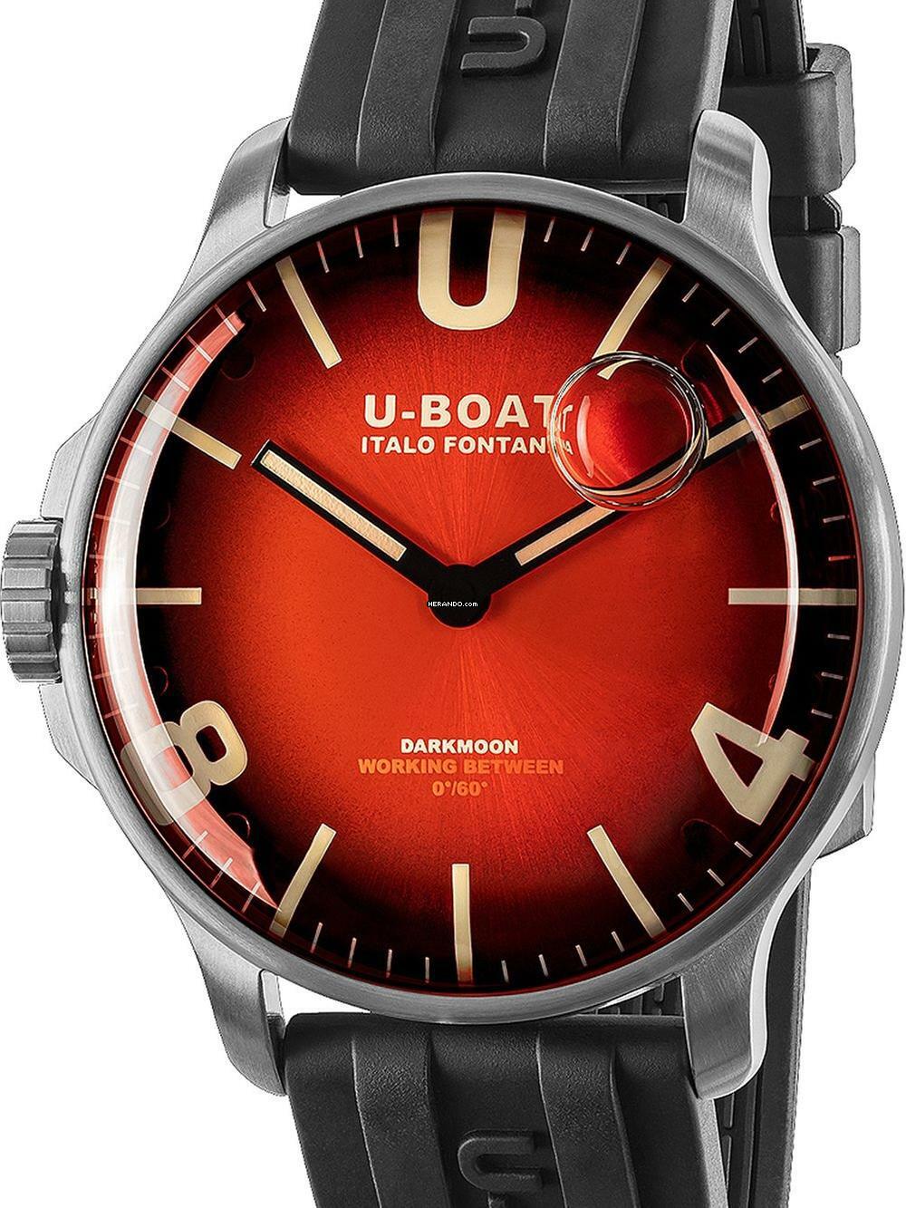  U-Boat 8701 Darkmoon Red SS Soleil Herrenuhr 44mm 5ATM 